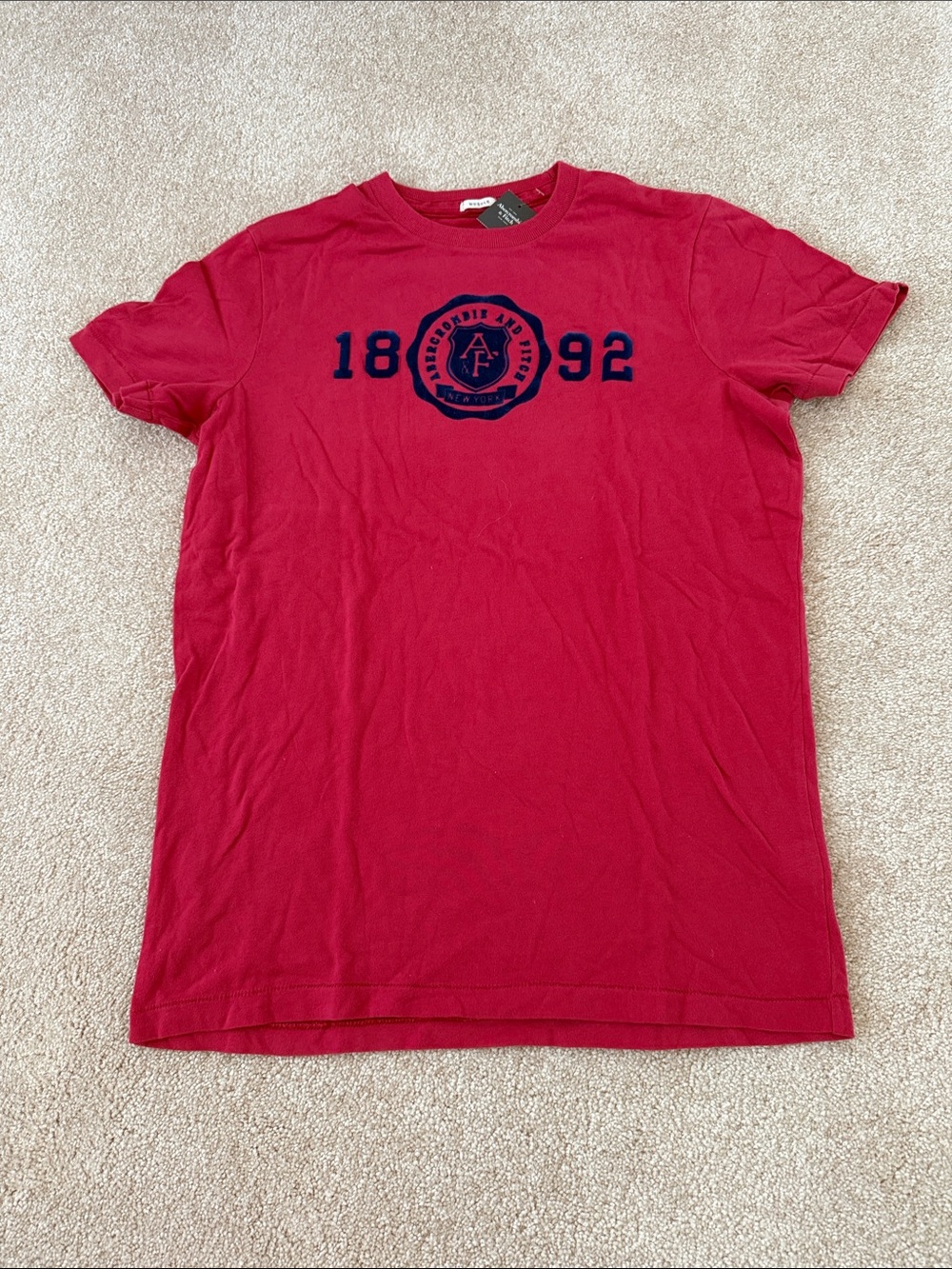 Abercrombie & Fitch Red Short Sleeve Crest Logo Tee